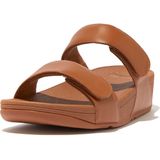 Fitflop Slipper Lulu Adjustable Leather Slides Light Tan Cognac
