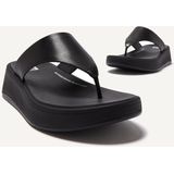 FitFlop Women F-Mode Leather Flatform Toe-Post All Black-Schoenmaat 36