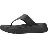 FitFlop F-Mode Leather Flatform Toe-Post Sandals ZWART