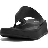 FitFlop F-Mode Leather Flatform Toe-Post Sandals ZWART