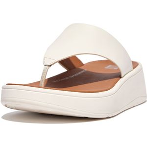 FitFlop Women F-Mode Leather Flatform Toe-Post Cream-Schoenmaat 38