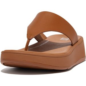 Fitflop Dames F-Mode lederen platte teen post sandalen, licht bruin, 6.5 UK, Lichtbruin, 40 EU