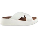 FitFlop - F-Mode Leather Flatform Cross Slides - Crème - Slippers