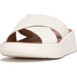 FitFlop - F-Mode Leather Flatform Cross Slides - Crème - Slippers