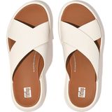 FitFlop - F-Mode Leather Flatform Cross Slides - Crème - Slippers