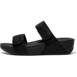FitFlop - Lulu Adjustable Shimmerlux Slides - All Black - Immitatieleer - Met Verstelbare Bandjes