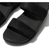 FitFlop - Lulu Adjustable Shimmerlux Slides - All Black - Immitatieleer - Met Verstelbare Bandjes