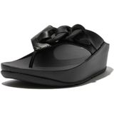 FitFlop Opalle Rubber-Chain Leather Toe-Post Sandals ZWART - Maat 41