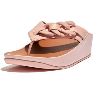 FitFlop Opalle Rubber-Chain Leather Toe-Post Sandals ROZE - Maat 42