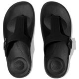 Fitflop Dames Iq-teenslippers met verstelbare gesp en platte sandalen, Zwart, 36 EU