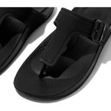 Fitflop Dames Iq-teenslippers met verstelbare gesp en platte sandalen, Zwart, 36 EU