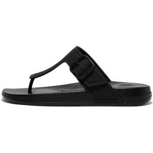 Fitflop Dames Iq-teenslippers met verstelbare gesp en platte sandalen, Zwart, 36 EU