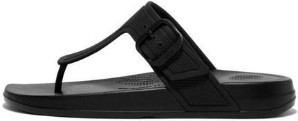 Fitflop Dames Iq-teenslippers met verstelbare gesp en platte sandalen, Zwart, 36 EU