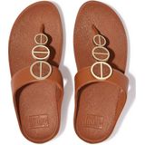 FitFlop Women Halo Metallic-Trim Toe Post Light Tan-Schoenmaat 38