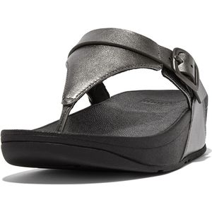 FitFlop Lulu Verstelbare Leren Toepost Slippers GRIJS - Maat 36