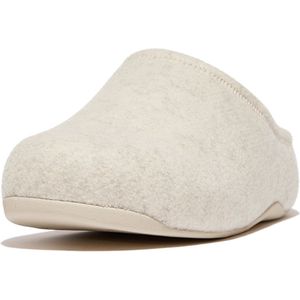 FitFlop Shuv Cushy Vilten Clogs Pantoffels Sloffen WIT
