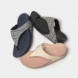 FitFlop Lulu Shimmerweave Toepost Sandalen/Slippers ZWART - Maat 42