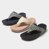 FitFlop Lulu Shimmerweave Toepost Sandalen Slippers ZWART