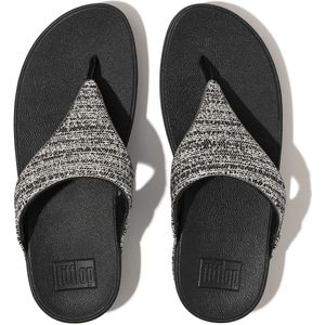 FitFlop Lulu Shimmerweave Toepost Sandalen/Slippers ZWART - Maat 36