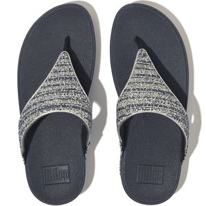 FitFlop Lulu Shimmerweave Toepost Sandalen/Slippers BLAUW - Maat 40