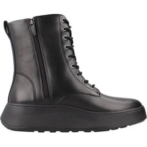 FitFlop F-Mode Leren Enkellaarzen Met Veters ZWART