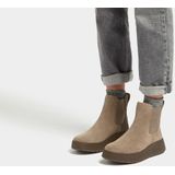 FitFlop Women F-Mode Suede Flatform Chelsea Boots 2-Tone Elastic Minky Grey-Schoenmaat 41