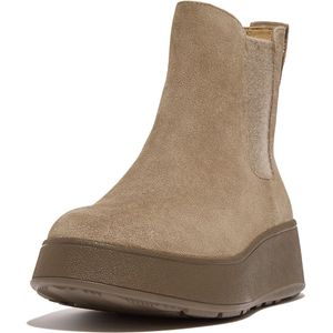 FitFlop Women F-Mode Suede Flatform Chelsea Boots 2-Tone Elastic Minky Grey-Schoenmaat 37