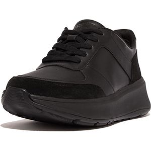 FitFlop Women F-Mode Leather Suede Flatform Sneakers All Black-Schoenmaat 37