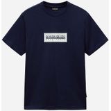 Napapijri T-Shirt S-Box Logo SS - Blauw - Katoen - Loose Fit