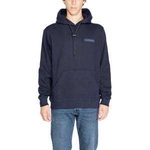 Blauw Effen Sweatshirt Met Capuchon En Lange Mouwen En Zakken Aan De Voorkant