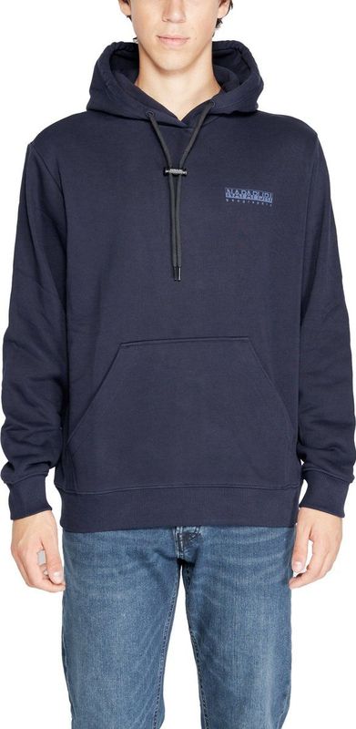 Blauw Effen Sweatshirt Met Capuchon En Lange Mouwen En Zakken Aan De Voorkant