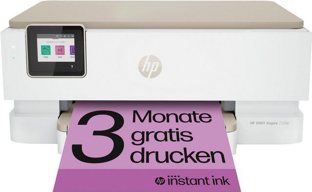 Tintenstrahl Multifunktionsdrucker HP ENVY Inspire 7220e, SW/Farbe, 3-in-1, USB 2.0/WiFi, Auto-Duplex/Mobildruck, bis A4, inkl. CMYK-Patronen