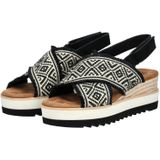 Toms - Diana Crossover - Sandalen - Zwart - Canvas - Comfortabele Sleehak