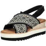 Toms - Diana Crossover - Sandalen - Zwart - Canvas - Comfortabele Sleehak