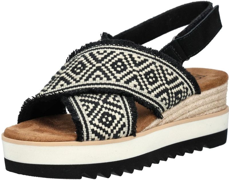 Toms - Diana Crossover - Sandalen - Zwart - Canvas - Comfortabele Sleehak