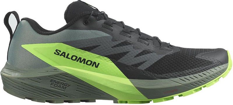 Salomon - Sense Ride 5 - Trailrunning Schoen - Black Laurel Wreath Green Gecko