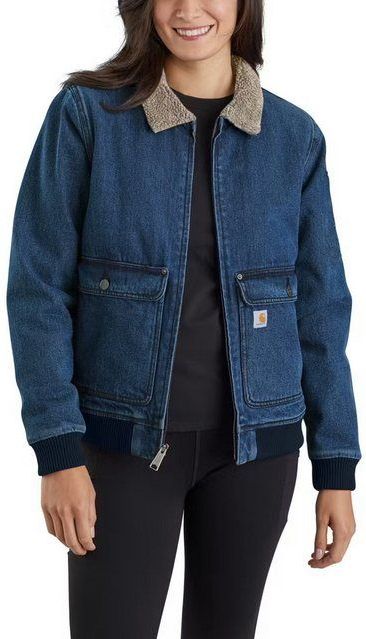 Carhartt - Relaxed Fit Denim Jacket - Damesjack - Denim - Sherpa Voering