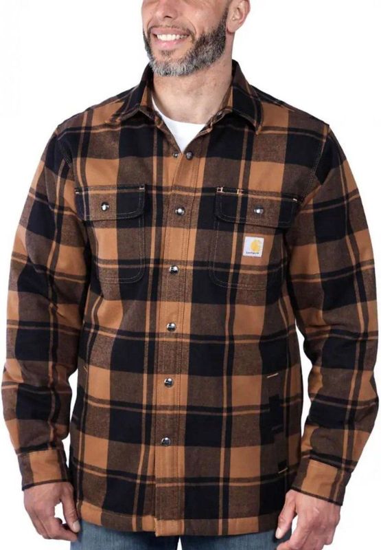 Carhartt Relaxed Fit Heavyweight Flannel Sherpa Casual Vest Heren Bruin dessin