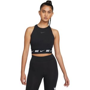 Nike, Sport, Dames, Zwart, L, Katoen, Zwarte Crop Tape Top Ademende Stof