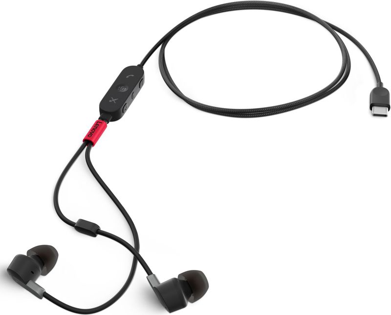 Lenovo 4XD1C99220 hoofdtelefoon/headset Bedraad In-ear Muziek/Voor elke dag USB Type-C Zwart