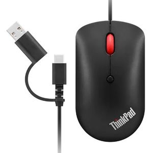 Lenovo 4Y51D20850 muis Kantoor Ambidextrous USB Type-C Optisch 2400 DPI