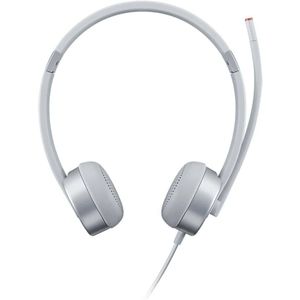 Lenovo 100 analoge stereo-hoofdtelefoons, geluidsisolerend, 180 graden microfoon, voor VOIP, verstelbare band en uitbreidbare arm, wolkengrijs