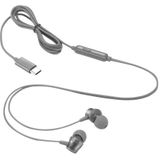 Lenovo - 300 bedrade in-ear USB-C hoofdtelefoon - in-line microfoon - USB-C connectiviteit - Play & Pause knop - 3 maten siliconen oordopjes inbegrepen, grijs