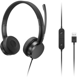 Lenovo 4XD1K18260 hoofdtelefoon/helm Hoofdtelefoon Bedraad Hoofdband Muziek/dagelijks gebruik USB Type-A zwart