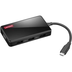 Lenovo Travel 100 (USB C), Docking station + USB-hub, Zwart