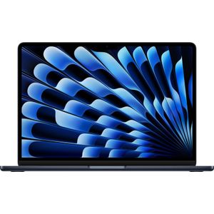 Apple 2024 13” MacBook Air met M3-chip: 13,6” Liquid Retina-display, 8 GB centraal geheugen, 256 GB SSD-opslag, toetsenbord met achtergrondverlichting, 1080p FaceTime HD-camera, Touch ID; Middernacht