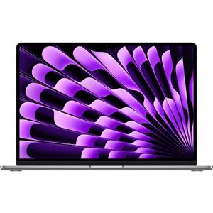 Apple 2024 15” MacBook Air met M3‑chip: 15,3” Liquid Retina-display, 8 GB centraal geheugen, 256 GB SSD-opslag, toetsenbord met achtergrondverlichting, 1080p FaceTime HD-camera, Touch ID; Spacegrijs