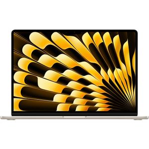 Apple 2024 MacBook Air 15 inch laptop met M3-chip: 15,3 inch Liquid Retina-display, 8 GB uniform geheugen, 256 GB SSD-geheugen, toetsenbord met achtergrondverlichting, Touch ID; wit (Starlight)