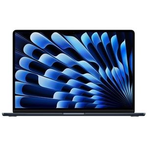 Apple 2024 15” MacBook Air met M3‑chip: 15,3” Liquid Retina-display, 8 GB centraal geheugen, 256 GB SSD-opslag, toetsenbord met achtergrondverlichting, 1080p FaceTime HD-camera, Touch ID; Middernacht