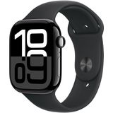 Apple Watch Series 10 (GPS 42 mm) Smartwatch mit Aluminiumgehäuse in Diamantschwarz und Sportarmband in Schwarz (S/M). Fitnesstracker, EKG App, Always-On Retina Display, Wasserschutz